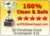 3D Christmas Clock Screensaver 4.01 Clean & Safe award